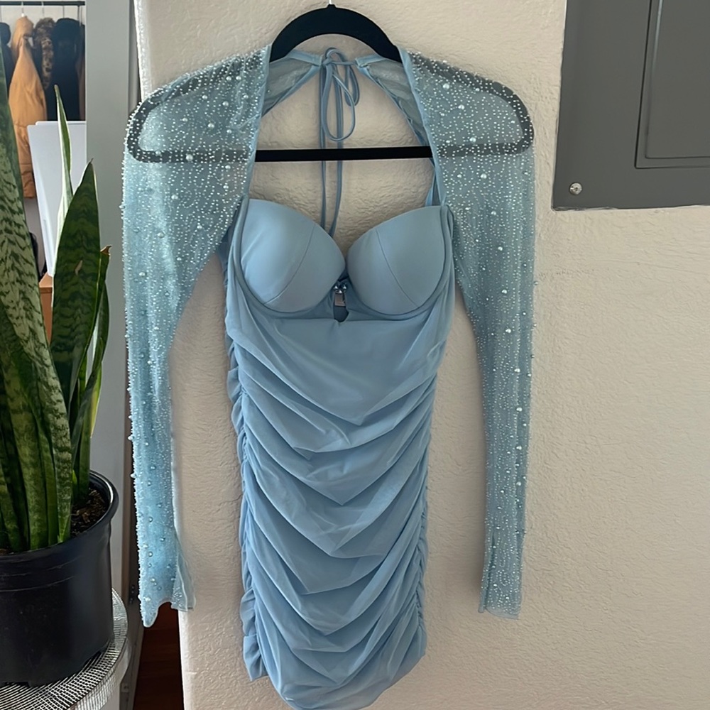 Oh Polly St. Germain Mini Dress in Blue